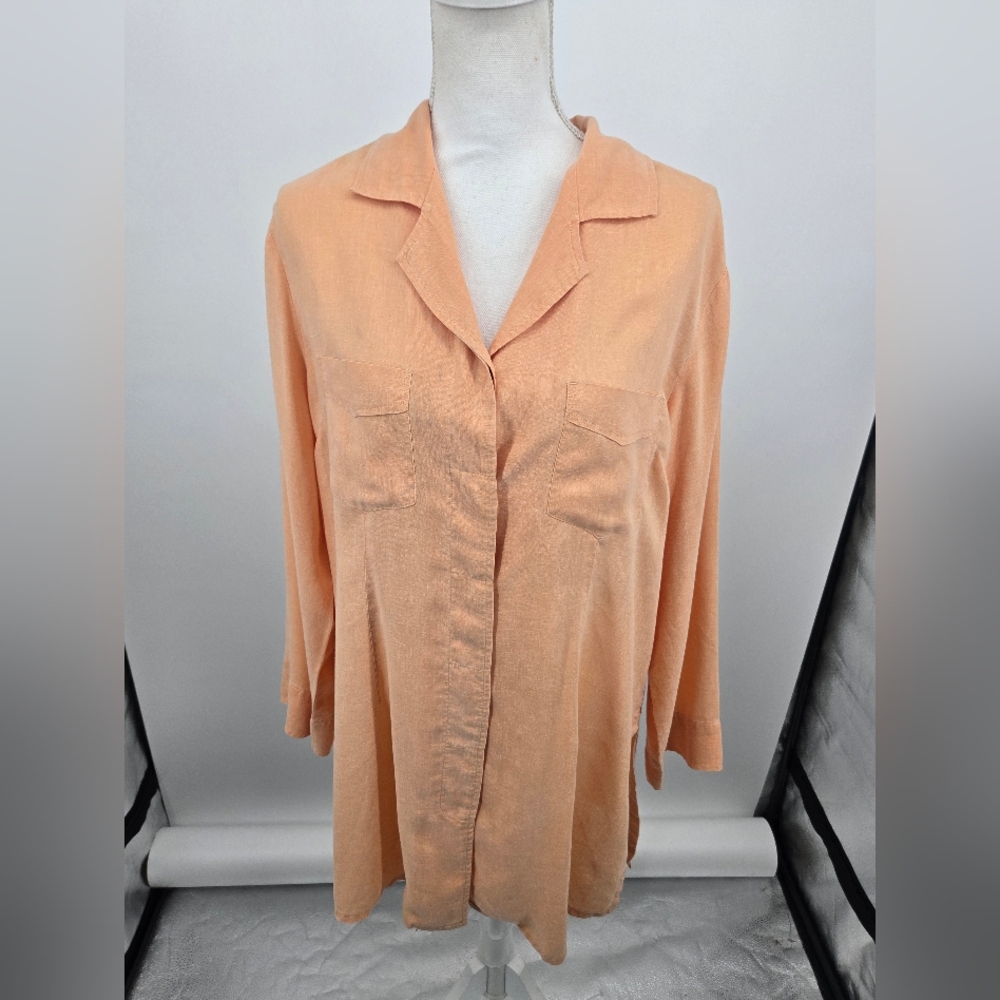 Soft Surroundings Peach Button-Front Relaxed Shir… - image 1